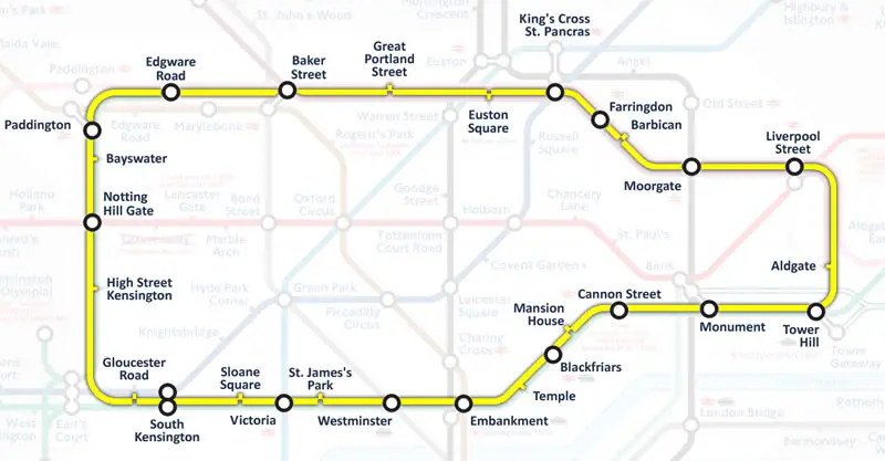London Underground Circle Line Map A Day Out On The Circle Line | Britevents